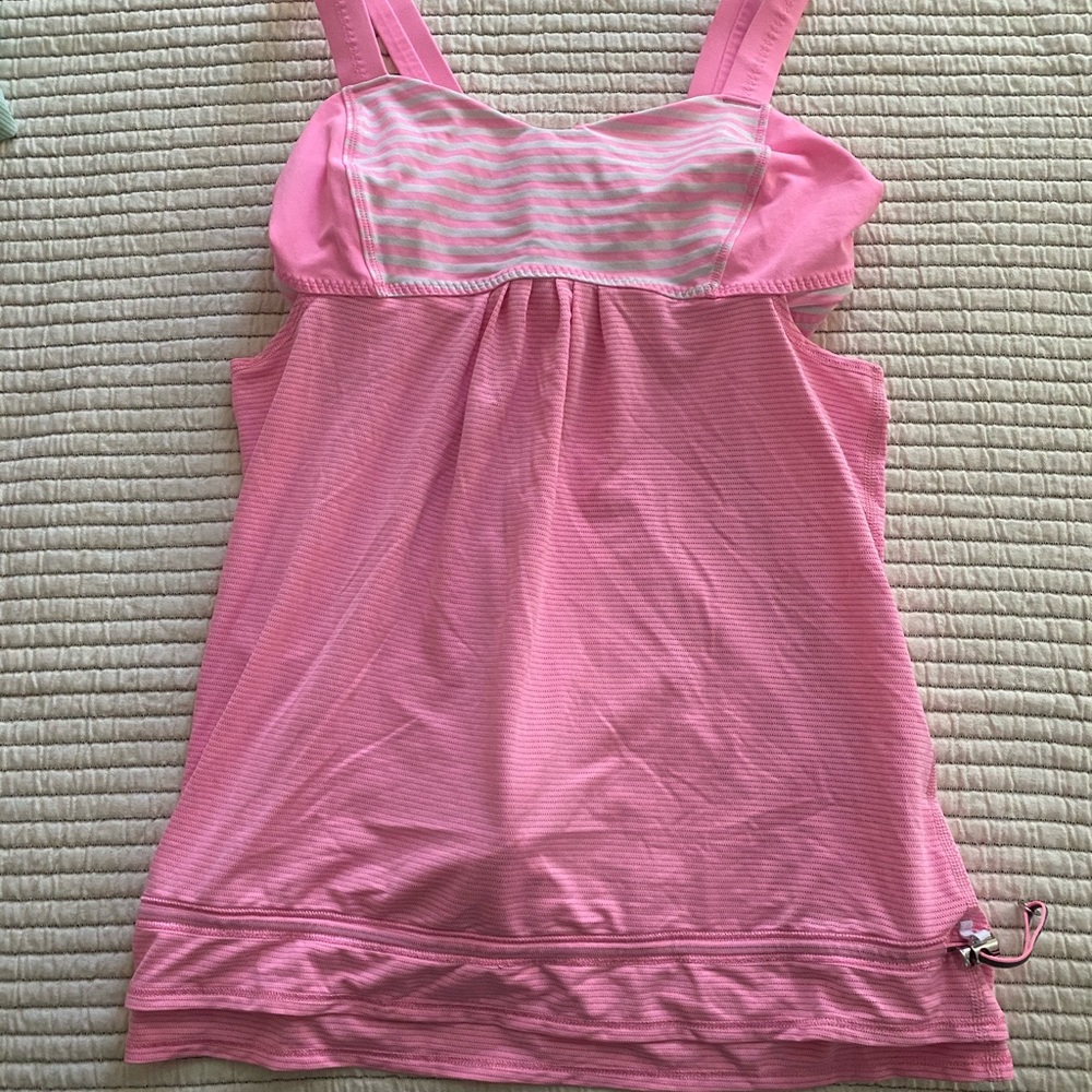 Lululemon Pink & White Striped Workout Tank size 6